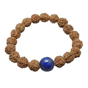 Pulsera de Sodalita Natural con 5 Mukhi Rudraksha para Hombre y Mujer - Pulsera de Cristal Unisex Marrón de ARIHANT GEMS & JEWELS - Product Image 1