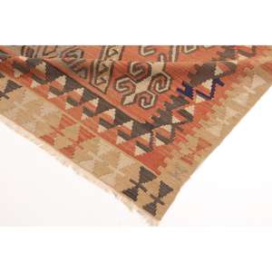 Grand tapis turc vintage 4,8x10,2 pi (146x311 cm), tapis à carreaux orange - Product Image 5