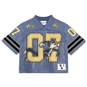 Streetwear Maillot Court Respirant en Maille de Polyester Maillots de Football Américain Personnalisés Maillot de Football Boxy à Sublimation T-shirt - Product Image 3