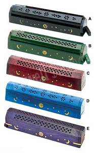 <b>Wooden</b> Tower Incense <b>Box</b> Holder with <b>Lid</b> and Tray for Burning Cones Sticks and Fragrance Use in Office or Home - Product Image 6