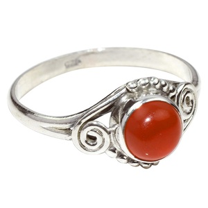 Bagues en argent sterling 925 avec cornaline orange en forme de cœurs, bijoux en argent faits à la main, sertissage clos plaqué argent - Product Image 4