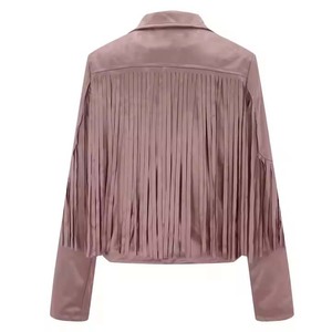Best Looking OEM Men's Winter Casual Fringe Suede <b>Leather</b> <b>Jacket</b> High Quality <b>Genuine</b> Western Style Stand Collar Cowboy Style - Product Image 2