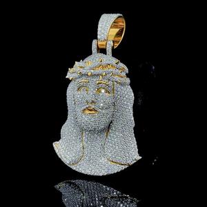 Último personalizado VVS D Moissanite diamante 925 plata esterlina Jesús colgante chapado en oro Iced Out - Product Image 3