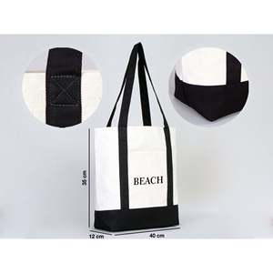 กระเป๋าผ้าแคนวาสสีพื้นขนาดใหญ่ พร้อมหูหิ้วสีดำ 16W X 14H X 5L 12 ออนซ์  แบบสั่งทำพิเศษ - Product Image 6