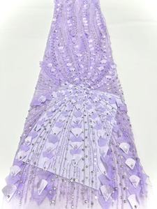 Hợp thời trang Thiết kế thời trang đính cườm và sequined đầy màu sắc Ren Vải cho áo cưới Hàng may mặc - Product Image 4