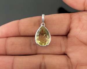 Design impressionnant 925 argent Sterling naturel citron Quartz pierre précieuse poire forme pendentif fait à la main bijoux fins pendentifs et breloques - Product Image 2