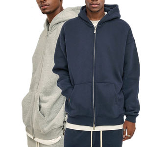 Veste à capuche surdimensionnée à double fermeture éclair pour hommes de qualité supérieure sweat à capuche zippé en coton polaire imprimé bouffant personnalisé fabricant de vêtements - Product Image 1