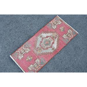 Alfombra de retazos ecológica de lana roja y Beige clásica, 1,3x2,8 pies, área grande tradicional, respaldo de látex rectangular turco, comedor - Product Image 2