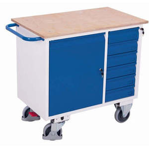 Chariot d'atelier Variofit à 6 tiroirs avec capacité de charge de 400 kg, pneus en caoutchouc Thermoplat pour le rangement d'outils, personnalisable, OEM pris en charge - Product Image 1