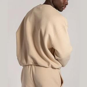 T-shirt à col rond 100% coton pour homme, manches longues, épaules tombantes, ensemble short streetwear de haute qualité pour unisexe - Product Image 6