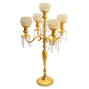 Superior Quality Handmade Aluminum Candelabra Best Wholesale Prices for Wedding <b>Decorate</b> Top Rated 5 Arms for Champagne Gold Fin - Product Image 1