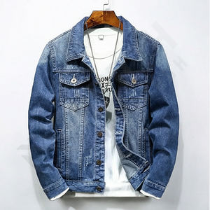 Chaqueta de Hombre para Todas las Estaciones, Estilo Retro, Cálida, Suave, Transpirable, Cómoda, de Tela Vaquera y Lona, Abrigo de Moda - Product Image 1