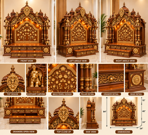 Mandir de madera de estilo tradicional del sur de la India para el hogar. Compre un templo exclusivo de estilo tamil de madera de teca Dev Ghar en EE. UU. - Product Image 6