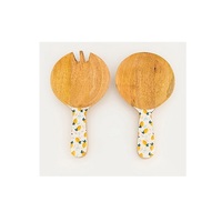 Collection 2 Brothers : Ensembles de couverts en bois classiques avec revêtement émaillé brillant pour service de salades, cuisine/restaurant (inclut)
