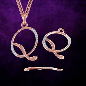 Collar con colgante de alfabeto Q de oro rosa de 18 quilates con estilo más vendido, colgantes finos de diseñador único, dijes para mujer, regalo perfecto para - Product Image 3