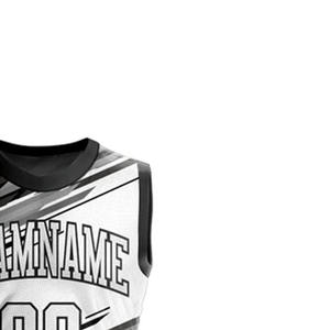 Conjunto de ropa deportiva transpirable de secado rápido de uniforme de baloncesto de diseño único Blanco/negro - Product Image 4