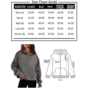 Nouveau Style personnalisé vêtements actifs femmes fermeture éclair sweats à capuche courts polaire sweats surdimensionnés à manches longues hauts courts trou de pouce - Product Image 6