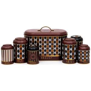 Juego de 7 Recipientes Redondos de Metal Kontensan con Tapa de Domo, Diseño Vintage de Circo Elegante - Product Image 1