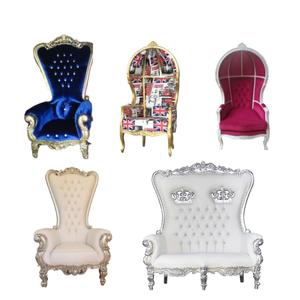 Vente en gros Chaises royales pour trône de mariage Chaises de mariage de haute qualité à dossier haut Chaise de mariage du roi Direct d'usine Prix bon marché - Product Image 3
