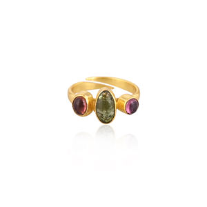 Natural Tourmaline Gemstone Gold Plated <b>Ring</b> 925 Sterling Silver <b>Adjustable</b> <b>Ring</b> Classic Fashionable <b>Ring</b> For Wedding - Product Image 1