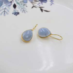 Boucles d'oreilles pendantes indiennes faites à la main plaqué or boucle d'oreille en pierre en forme de poire matériel en laiton bijoux en gros boucles d'oreilles pour femmes - Product Image 2