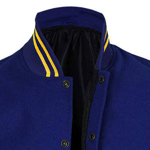 Chaqueta personalizada 2025 para hombre bordada en algodón regular amarillo azul empalme lavado pesado de talla grande chaqueta de béisbol para hombre - Product Image 3
