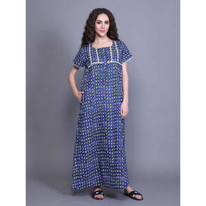 Camisón de Gasa de Algodón con Bolsillo Lateral, Estampado Floral, Cierre con Botones, Transpirable, Talla XS - Product Image 1