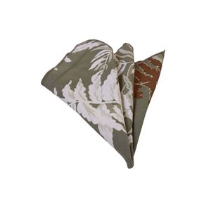 Khaki Military <b>Green</b> Hawaiian Patterned Linen Collar <b>Pocket</b> <b>Square</b> - Product Image 1
