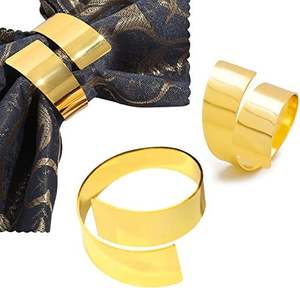 Anneau de serviette en or minimaliste moderne, porte-serviettes géométrique en métal pour mariage, dîner, banquet, hôtel, décoration de table de luxe - Product Image 2