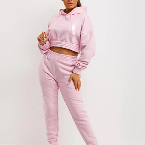 Ensembles de hauts courts de haute qualité pour femmes de la meilleure mode OEM Logo personnalisé Design Streetwear Capuche Hauts longs Survêtements Strass Hiver - Product Image 4