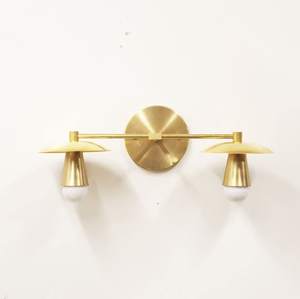 Calvin Brass Polished Metal Antique Double Sade Mid Century Design <b>Wall</b> Lamp <b>Wall</b> <b>Sconce</b> Home Decor - Product Image 3