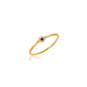 Piedra preciosa de zafiro azul genuino SI claridad anillo de regalo de boda para mujer de Color joyería de oro amarillo sólido de 14K - Product Image 1
