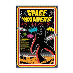 Modern Asian Style Space Invaders <b>Poster</b> Made of Paper for Wall Decor - Product Image 1