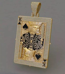 Personnalisé VVS Diamant Hip Hop Rappeur Glacé Jouer Carte Pendentifs 10K/14K Plaqué Or Unisexe Cadeau Bijoux - Product Image 4