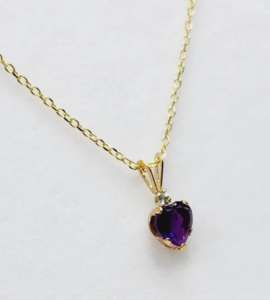 925 argent Sterling coeur améthyste pierre précieuse plaqué or CZ diamant Accents romantique élégant pendentif femmes à la main pierre bijoux - Product Image 3