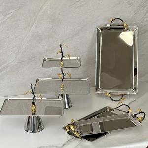 Bandeja de servicio de acero inoxidable de fábrica promocional, respetuosa con el medio ambiente, elegante para fiesta en casa, restaurante, decoración de Hotel - Product Image 6