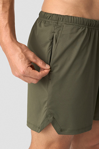 <b>Men's</b> <b>Green</b> Athletic <b>Shorts</b> Durable Mesh Fabric Zip Pockets Moisture Wicking Technology for Active Training Solid Pattern <b>Shorts</b> - Product Image 4