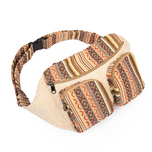 Riñonera Unisex Bohemia Verde Vegana de Cáñamo con Cierre Ajustable, Cremallera Antirrobo, Impermeable, Moderna, con Logotipo Tribal, Tejida a Mano en Algodón - Product Image 3