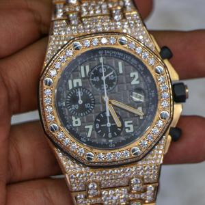 Reloj de diamantes Moissanite con diamantes brillantes redondos de Moissanite para hombres, colección de regalos de Hip Hop, reloj suizo - Product Image 3