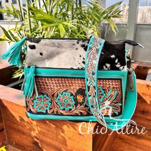 กระเป๋าถือลายเครื่องมือใหม่สำหรับผู้หญิง, กระเป๋าหนังวัวขนสัตว์โบฮีเมียนกระเป๋าถือสไตล์โบฮีเมียน - Product Image 1