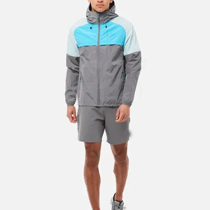 Wholesale Summer High Quality Men's <b>Zip</b> Up Nylon Two Piece Wind Breaker <b>Short</b> Set split Color Breathable <b>Shorts</b> Set - Product Image 4