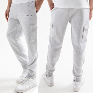 Pantalon de survêtement Cargo en éponge française 100% coton de haute qualité unisexe Joggers en molleton de coton avec impression bouffante brodée de logo personnalisé - Product Image 3