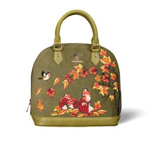 Sac à main de soirée en cuir vegan brodé - Vert olive, sac de fête de mariage - Product Image 1