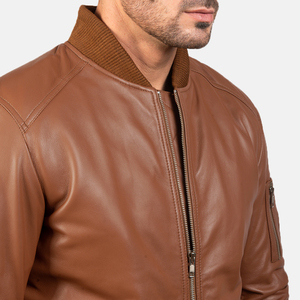 Nouvel arrivage Veste d'hiver en cuir véritable style fermeture éclair pour hommes coupe ajustée antibactérienne de haute qualité personnalisable - Product Image 4