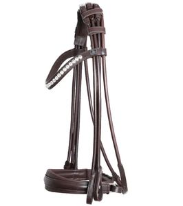 SHEMAX BELISSIMO Double bride roulée pour chevaux de couleur marron/marron - Product Image 1