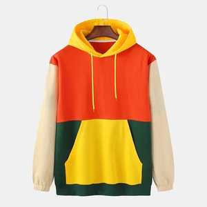 2024 New Design <b>Hoodies</b> Sweatshirt <b>Men's</b> Clothing Contrast Color Loose Fit Streetwear Pullover Cotton Fleece Breathable Hoodie - Product Image 1
