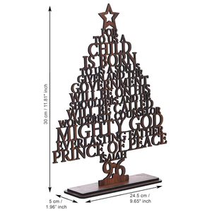 Décor de table de Noël rustique en bois brun Isaiah 9:6 et ornement de vacances - Product Image 1