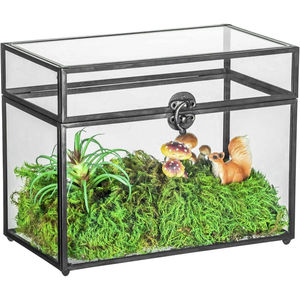 Boîte de rangement pour bijoux en métal et verre géométrique doré moderne de qualité supérieure pour la décoration de la maison - Product Image 5