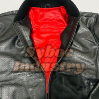 Veste en cuir noir gaufré de python pour hommes élégants bombardier en cuir véritable personnalisé avec nouveau style d'impression de serpent nouveauté