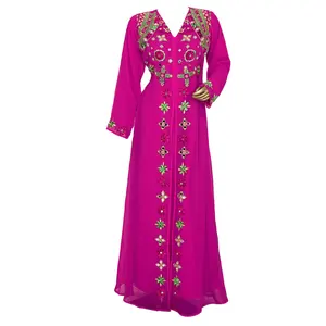 Low Wholesale Price Muslim Fashion Handwork Luxury Dresses Turkish Women Kaftan Dresses Modest Turkish Abaya For UK Muslim Women